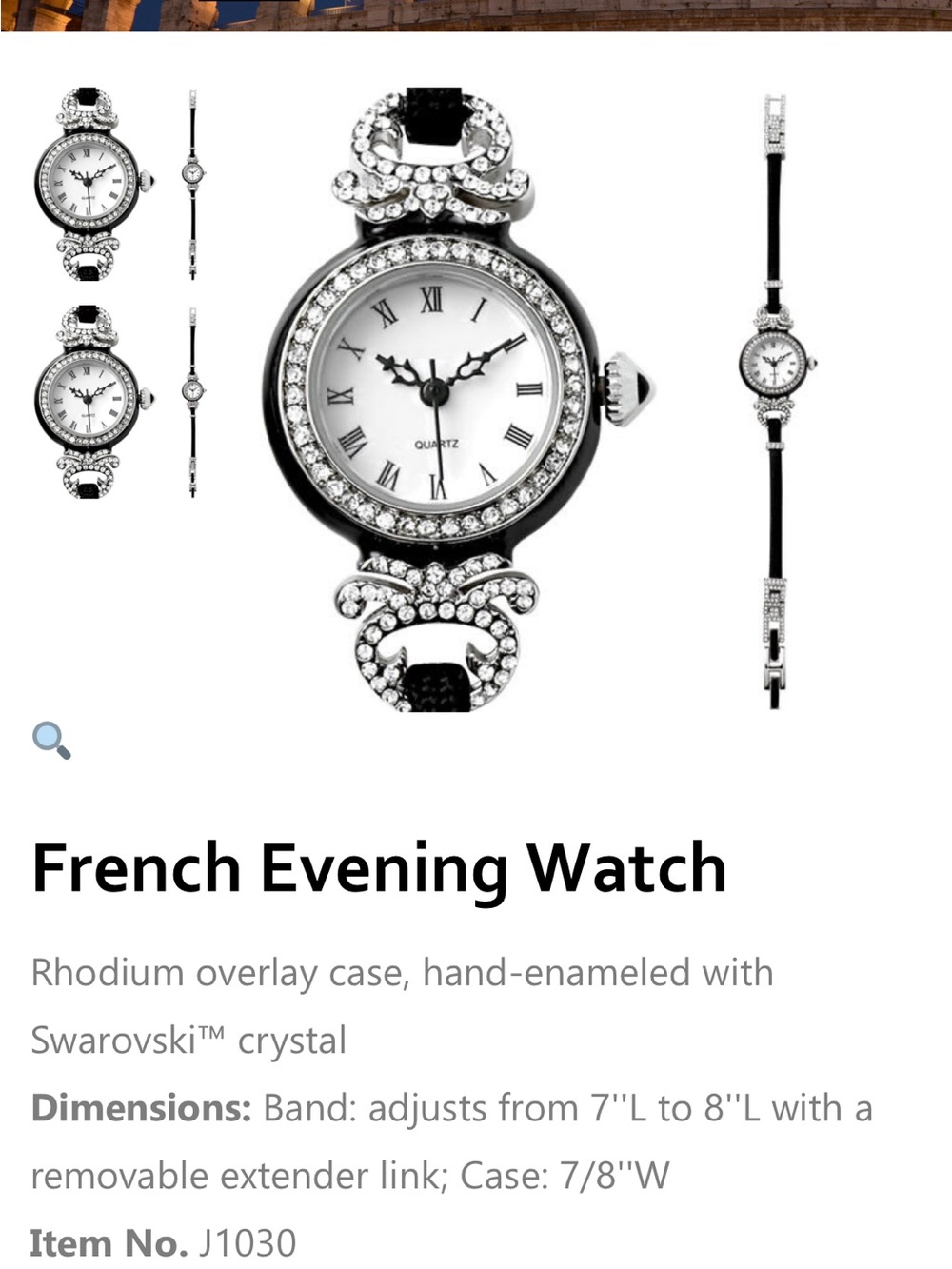 French Evening Watch - hand enameled with swaroski crystals